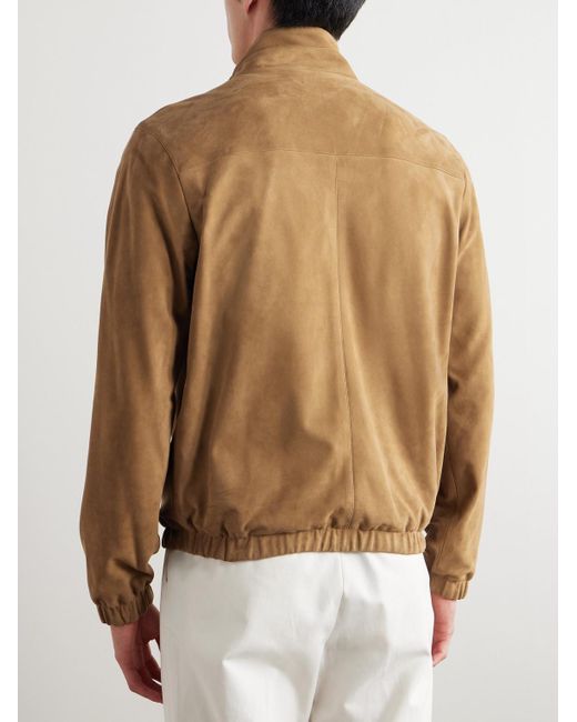 Loro Piana Natural Suede Zip-Up Bomber Jacket for men