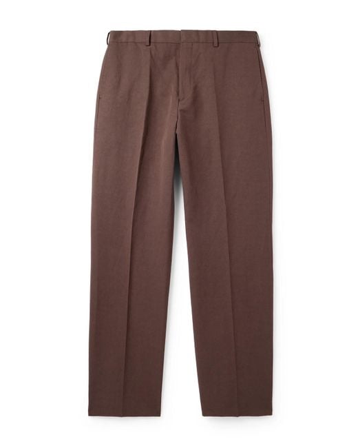 Paul Smith Brown Straight-leg Cotton And Linen-blend Trousers for men