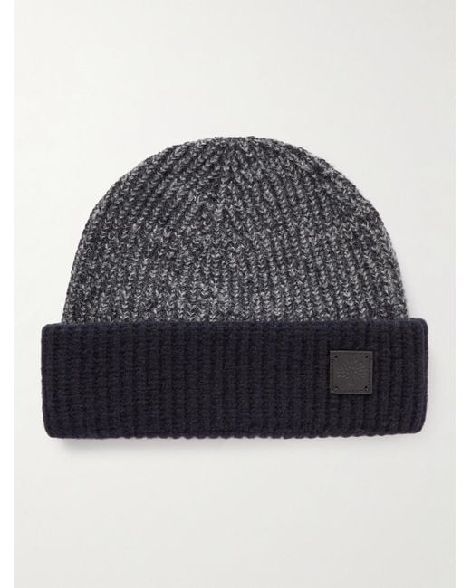 Mulberry Gray Logo-appliquéd Ribbed Wool Beanie for men