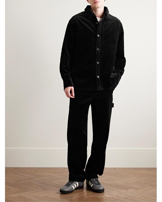 A.P.C. Black Fergus Straight-Leg Cotton-Blend Corduroy Trousers for men