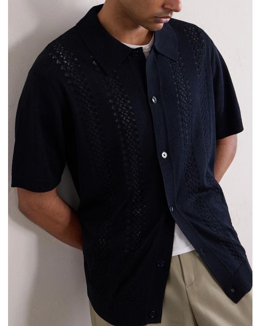 NN07 Blue Thor 6584 Open-Knit Wool-Blend Cardigan for men