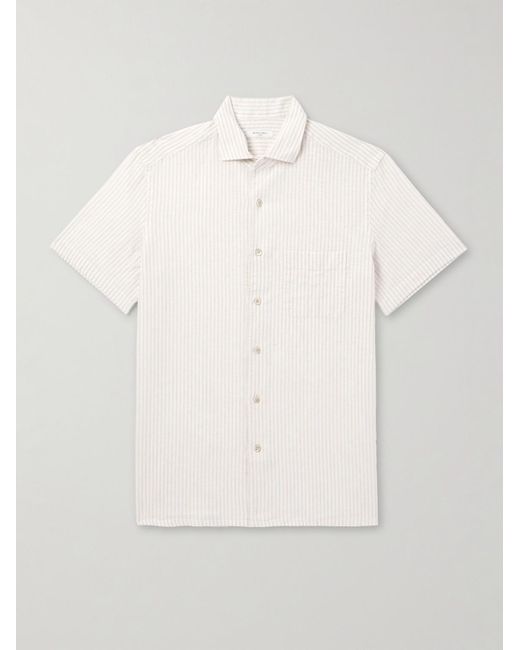 Boglioli Gestreiftes Hemd aus einer Leinen-Baumwollmischung in White für Herren