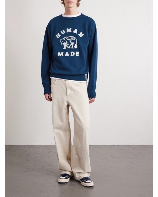 Human Made Blue Tsuriami Logo-Print Cotton-Jersey Sweatshirt for men
