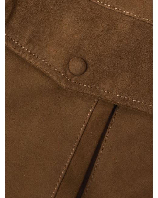 Valstar Brown Shearling-Trimmed Suede Down Jacket for men