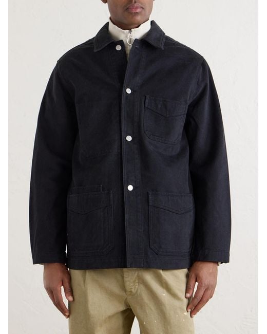 Drake's Blue Denim Chore Jacket for men