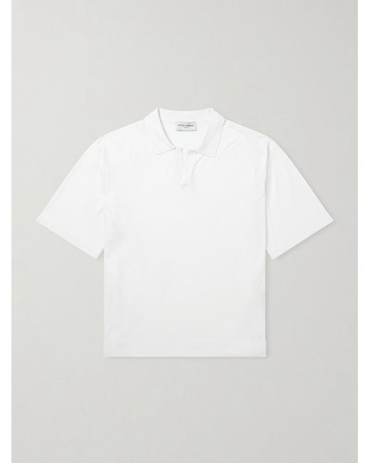 Officine Generale White Pele Lyocell And Wool-blend Polo Shirt for men
