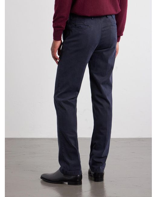 Kiton Blue Straight-Leg Lyocell-Blend Trousers for men