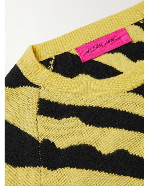 The Elder Statesman Yellow Tiger Jacquard-Knit Cashmere Sweater for men