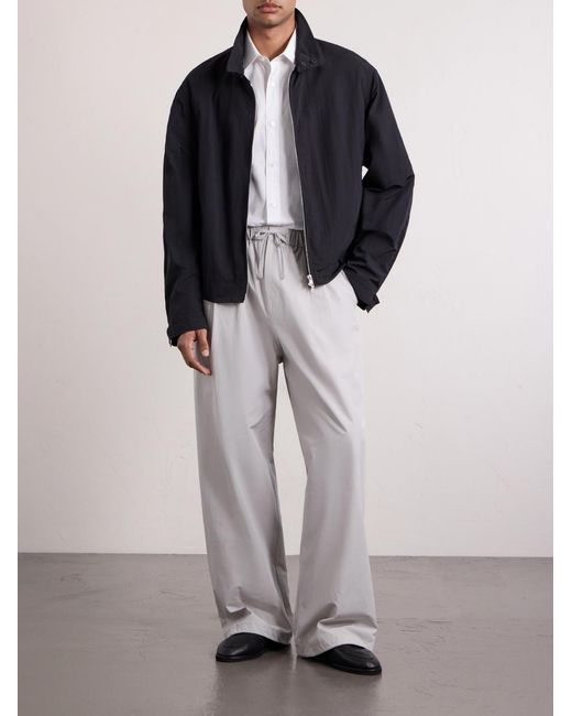Amomento Gray Drawstring Straight-Leg Woven Trousers for men