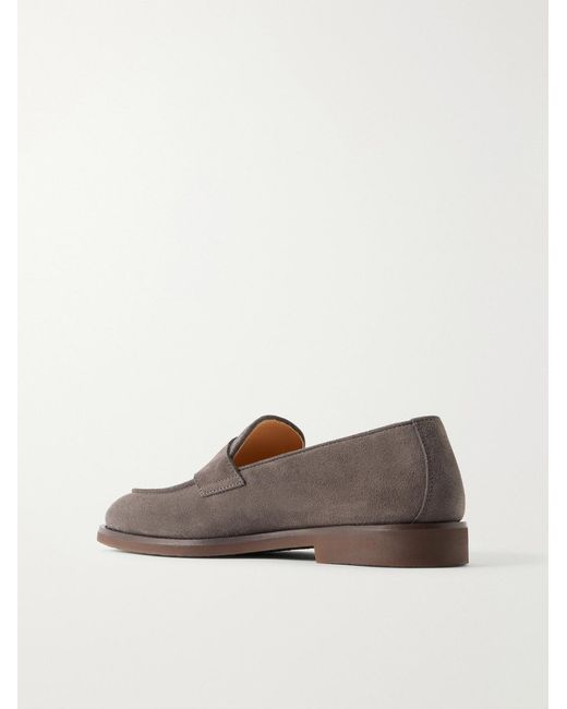 Brunello Cucinelli Brown Flex Suede Penny Loafers for men