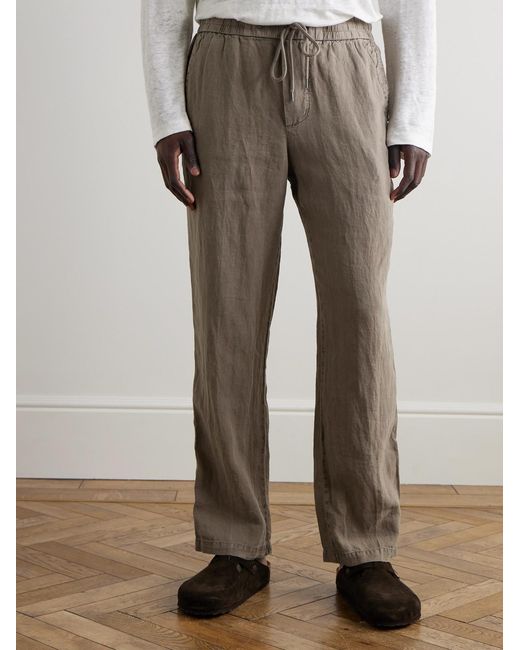 James Perse Natural Straight-leg Garment-dyed Linen Drawstring Trousers for men
