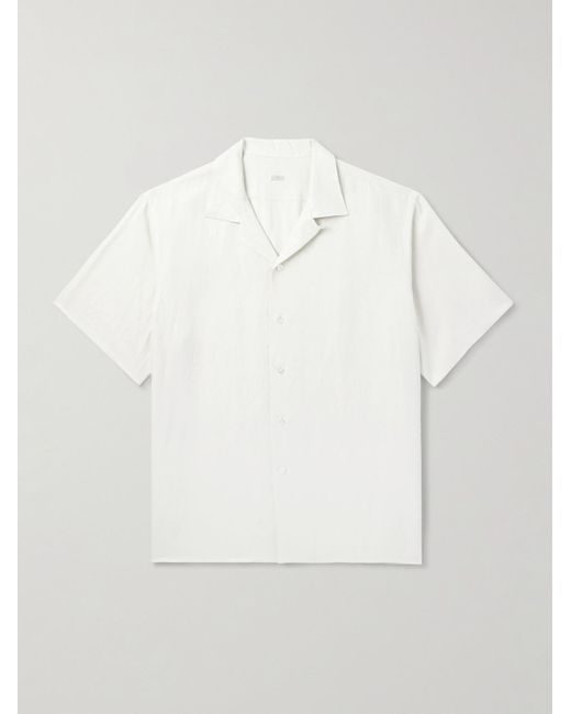A.PRESSE White Convertible-Collar Silk And Linen-Blend Shirt for men