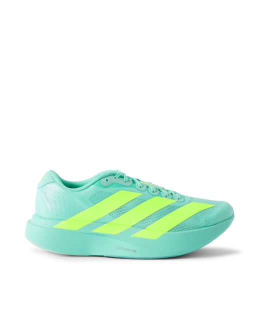 Adidas Originals Green Adizero Evo Sl Striped Mesh Running Sneakers for men