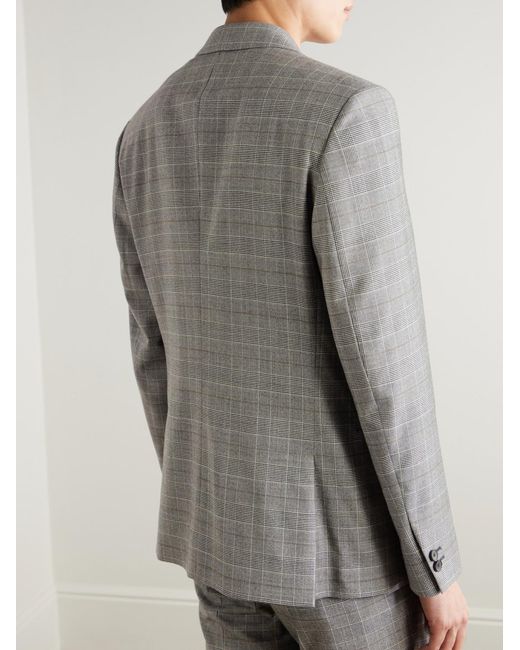 Mr P. Gray Slim-Fit Double-Breasted Prince Of Wales Checked Wool-Flannel Suit Jacket for men