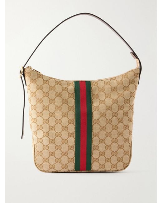 Gucci White Lunetta Webbing And Leather-Trimmed Monogrammed Canvas Shoulder Bag for men