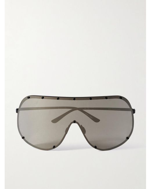 Rick Owens Gray Shield Aviator-style Stainless Steel Sunglasses for men