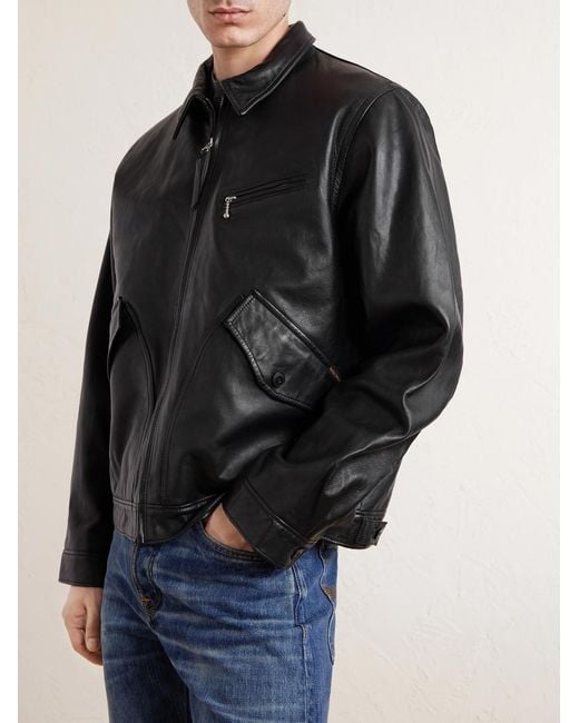 Nudie Jeans Black Blake Leather Jacket for men