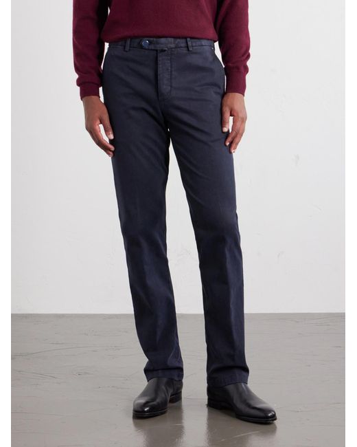 Kiton Blue Straight-Leg Lyocell-Blend Trousers for men