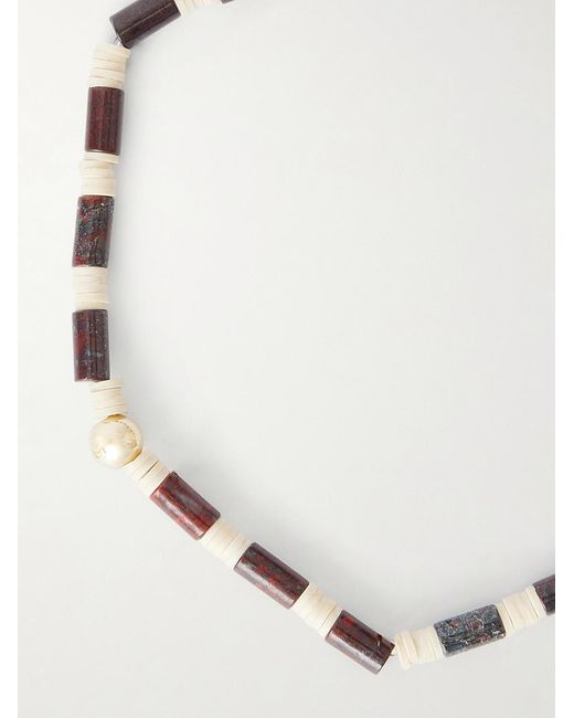 Luis Morais Natural 14-Karat, Jasper And Vinyl Beaded Bracelet for men