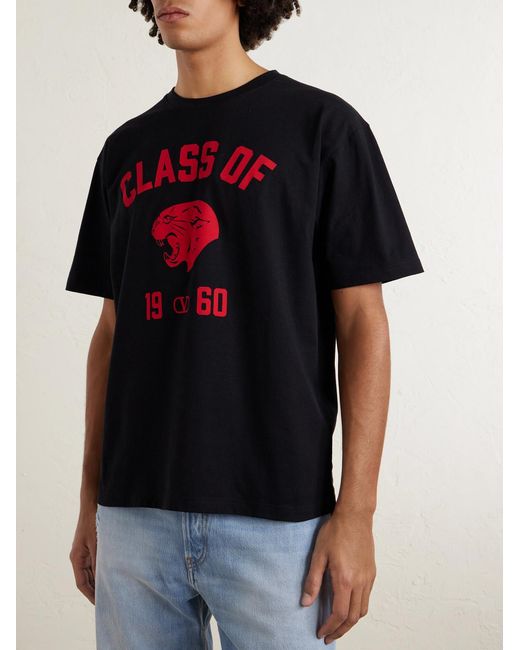 Valentino Garavani Black Logo-print Cotton-jersey T-shirt for men