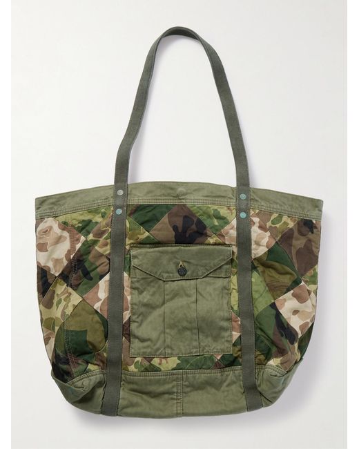RRL Green Patchwork Camouflage-Print Cotton Tote Bag for men