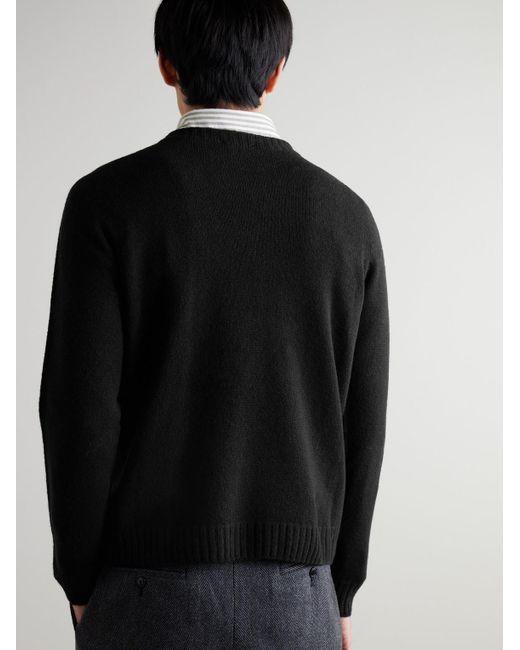 Norfolk Recycled-Cashmere And Merino Wool-Blend Sweater di John Smedley in Black da Uomo