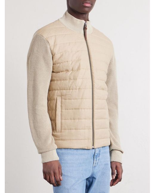 Polo Ralph Lauren Natural Logo-Appliquéd Quilted Linen Zip-Up Sweater for men