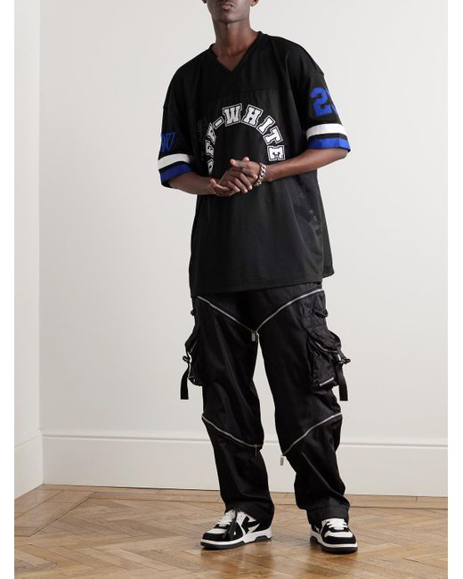 T-shirt oversize in jersey e mesh con logo applicato di Off-White c/o Virgil Abloh in Black da Uomo