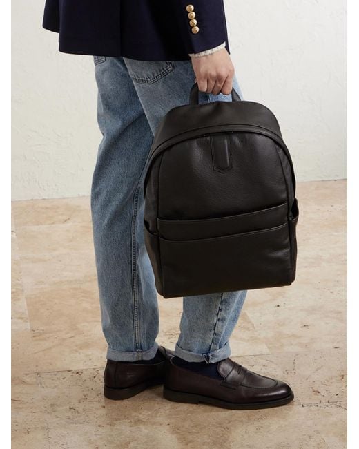 Canali Full-Grain Leather Backpack in Black für Herren