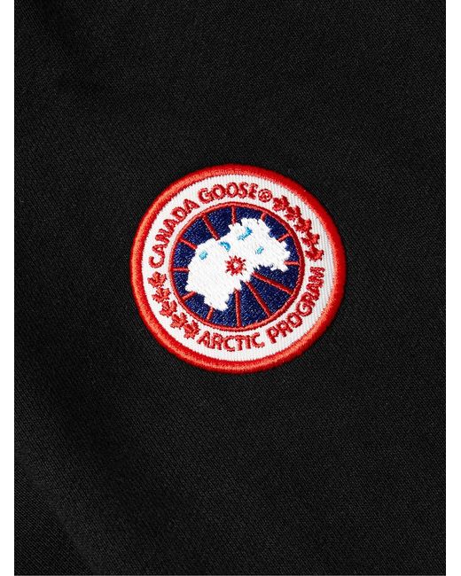 Canada Goose Black Huron Logo-Appliquéd Organic Cotton-Jersey Hoodie for men
