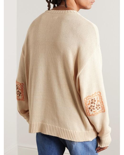 Kapital Natural Kookei Jacquard-knitted Cotton-blend Sweater for men