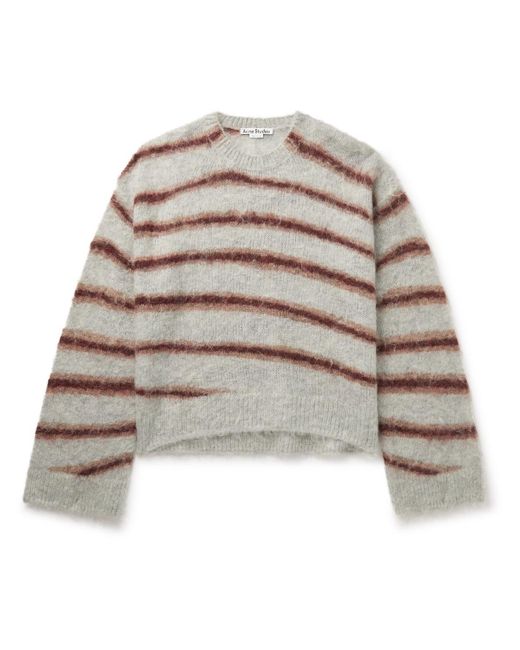 Acne Gray Kwatta Striped Brushed-knit Sweater for men