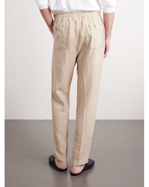 Altea Natural Mattia Straight-leg Linen Drawstring Trousers for men