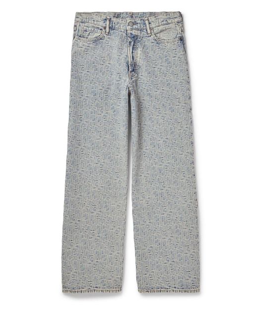 Acne Gray 1981m Wide-leg Logo-jacquard Jeans for men