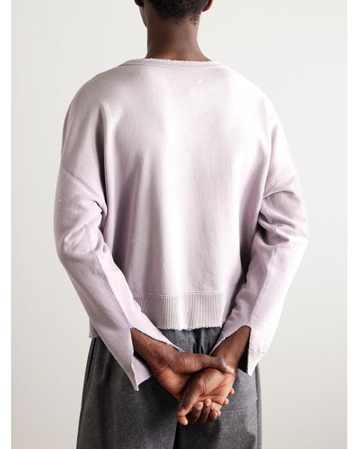 Maison Margiela Pink Logo-print Distressed Cotton-jersey Sweatshirt for men