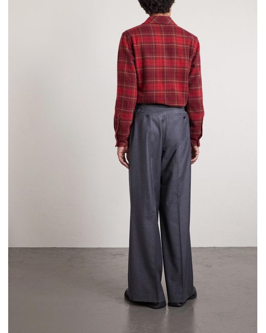 God's True Cashmere Red Love Checked Cashmere Shirt for men