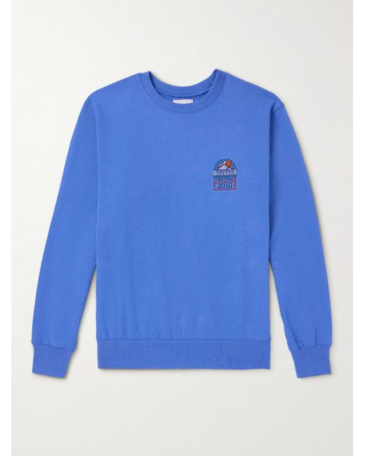 Thisisneverthat Blue Logo-embroidered Cotton-jersey Sweatshirt for men