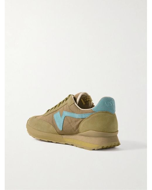 Visvim Green Fkt Runner Suede-Trimmed Canvas Sneakers for men