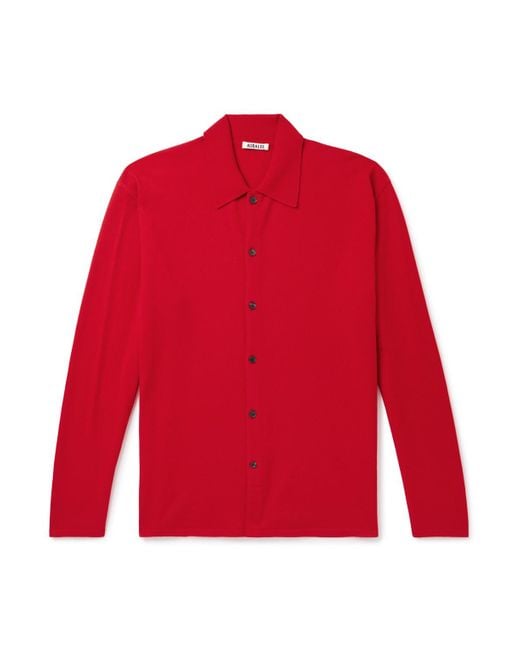 Auralee Red Wool Cardigan for men