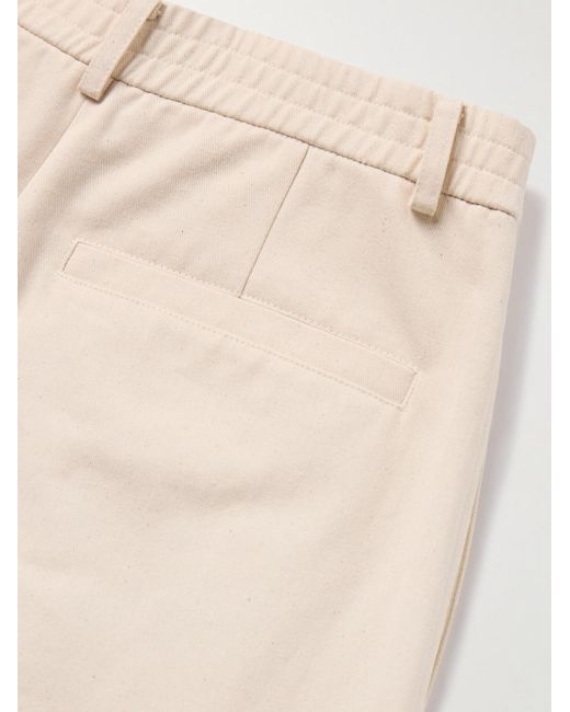 LE17SEPTEMBRE Natural Wide-leg Pleated Cotton-twill Trousers for men