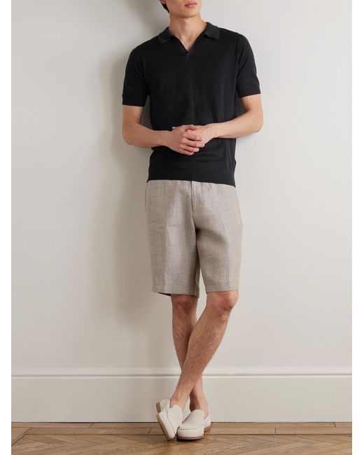 John Smedley Black Noah Sea Island Cotton Polo Shirt for men