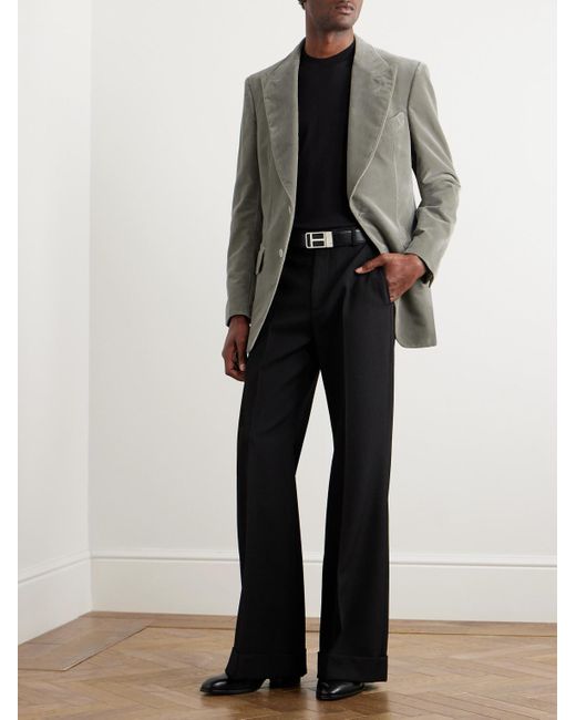 Tom Ford Gray Atticus Slim-fit Cotton-velvet Blazer for men
