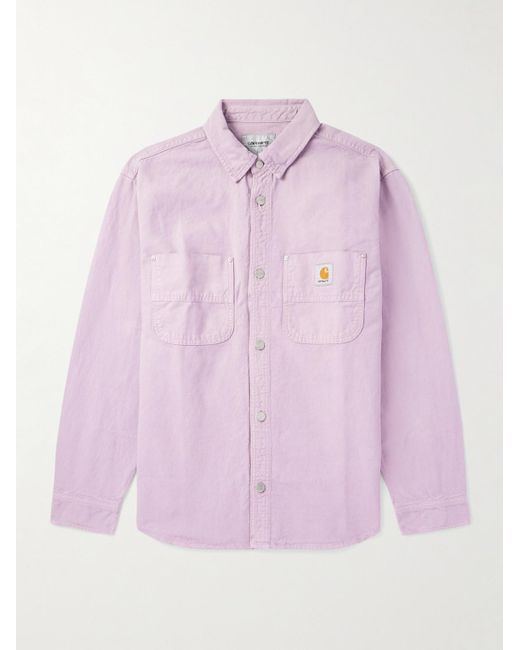 Carhartt Walter Hemdjacke aus Canvas aus einer Baumwoll-Leinenmischung in Pink für Herren