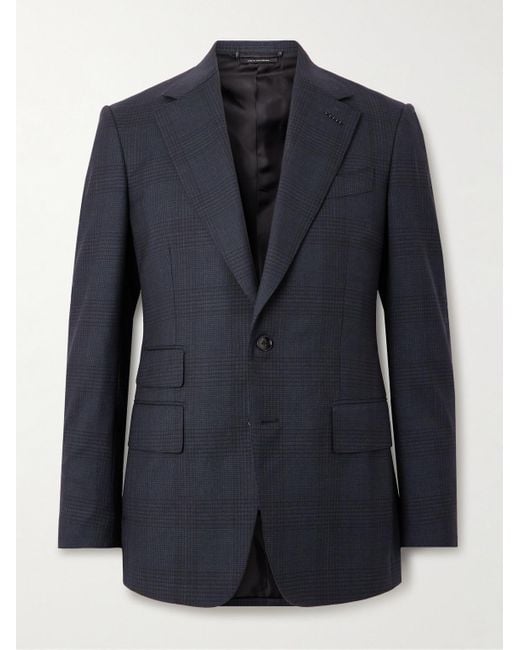 Tom Ford Blue Shelton Slim-fit Prince Of Wales Checked Stretch-wool Suit Jacket for men
