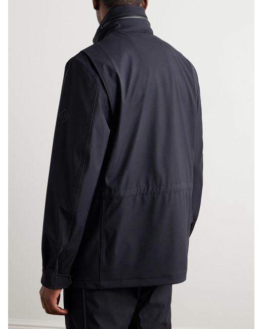 Loro Piana Blue Traveller Logo-appliquéd Bristol Clima System 3l Wool-blend Hooded Field Jacket for men