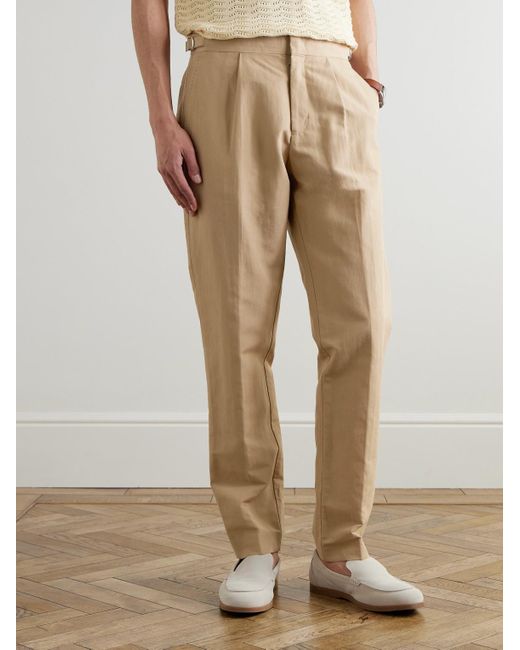 Pantaloni A Gamba Affusolata di Orlebar Brown in Natural da Uomo