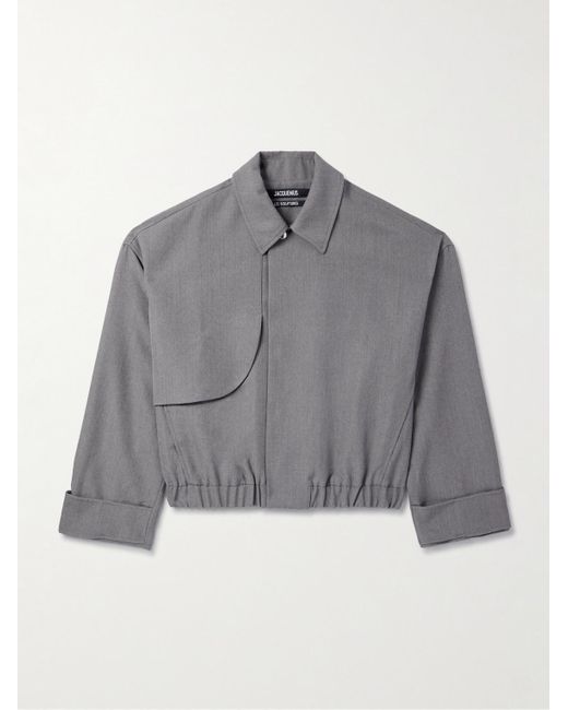 Jacquemus Gray Cropped Virgin Wool Jacket for men