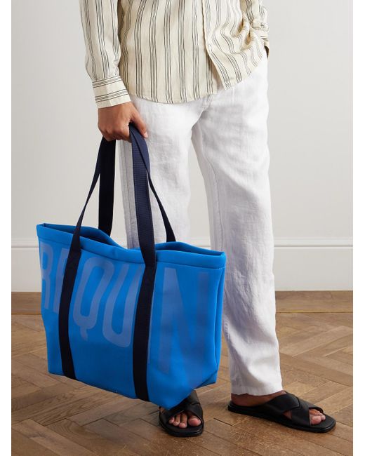 Vilebrequin Blue Logo-Print Webbing-Trimmed Scuba Tote Bag for men