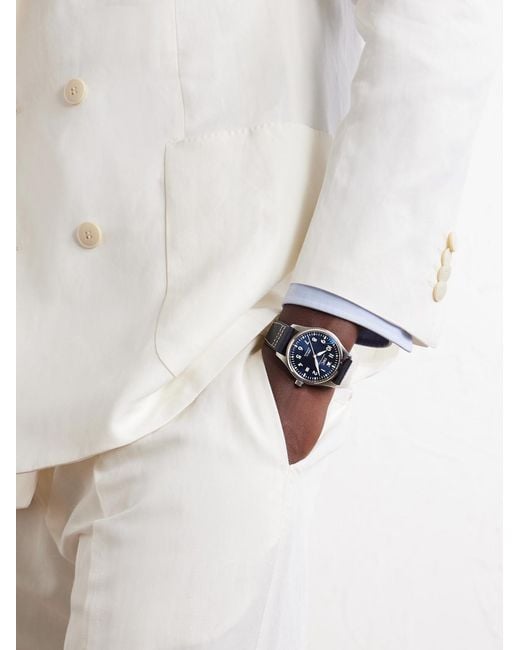 Iwc Black Pilot's Mark Xx Automatic 40mm Stainless Steel And Leather Watch for men