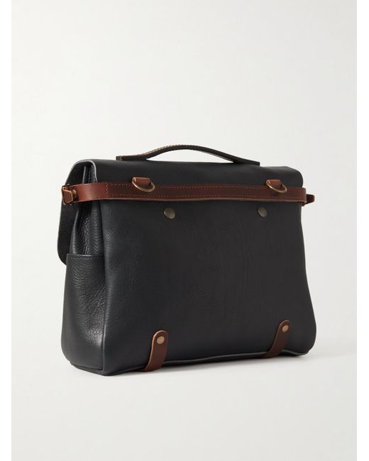 Bleu De Chauffe Black Eclair Full-grain Leather Messenger Bag for men